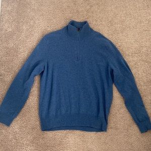 Men’s Blue Quarter Zip Sweater Made of Italian Wool Polo By Ralph Lauren Size L